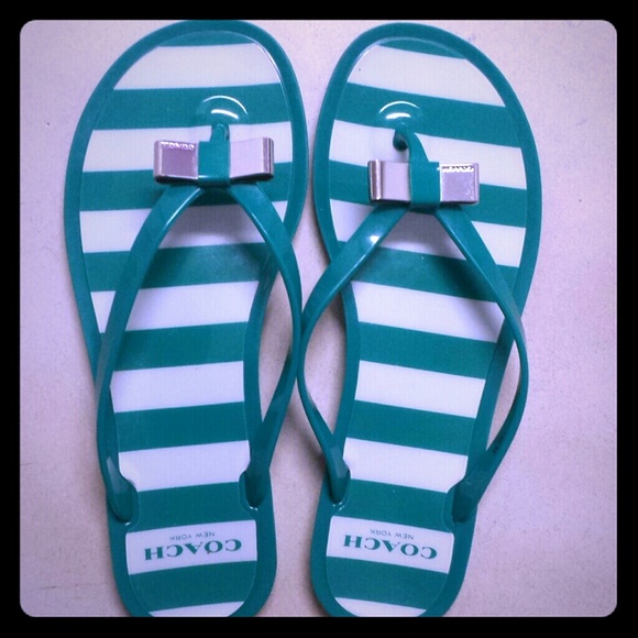 Cute Green Bow Coach Sandals