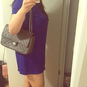 Chic Gray patch quilt bag w/ silver/gray chains