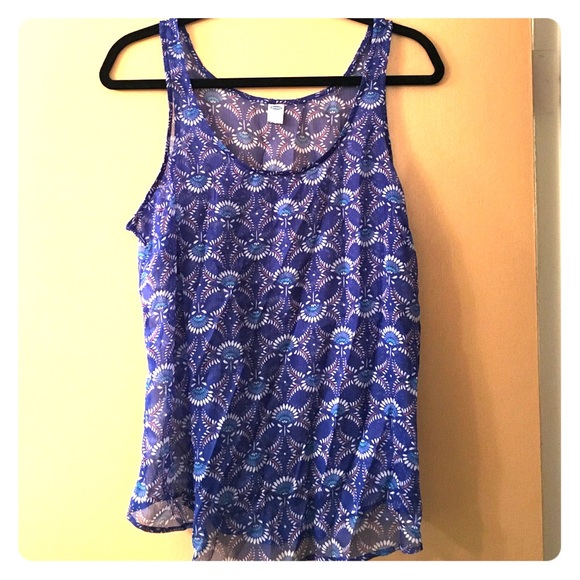 Blue print sheer tank - Picture 1 of 3