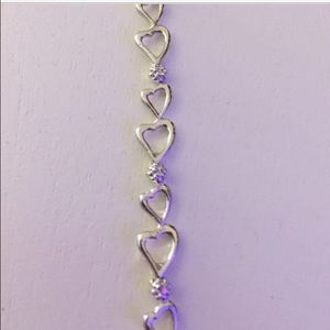 Sterling silver diamond heart bracelet