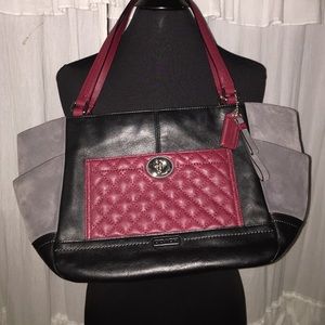 Suede/leather multi fabric Coach purse