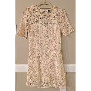 Beige Lace Sparkle And Fade Dress