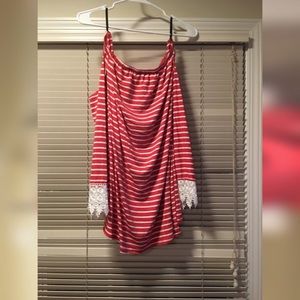 Red and White Flowy Shirt/Dress... Never Worn