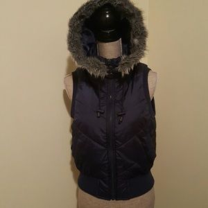 Fur hooded bubble vest