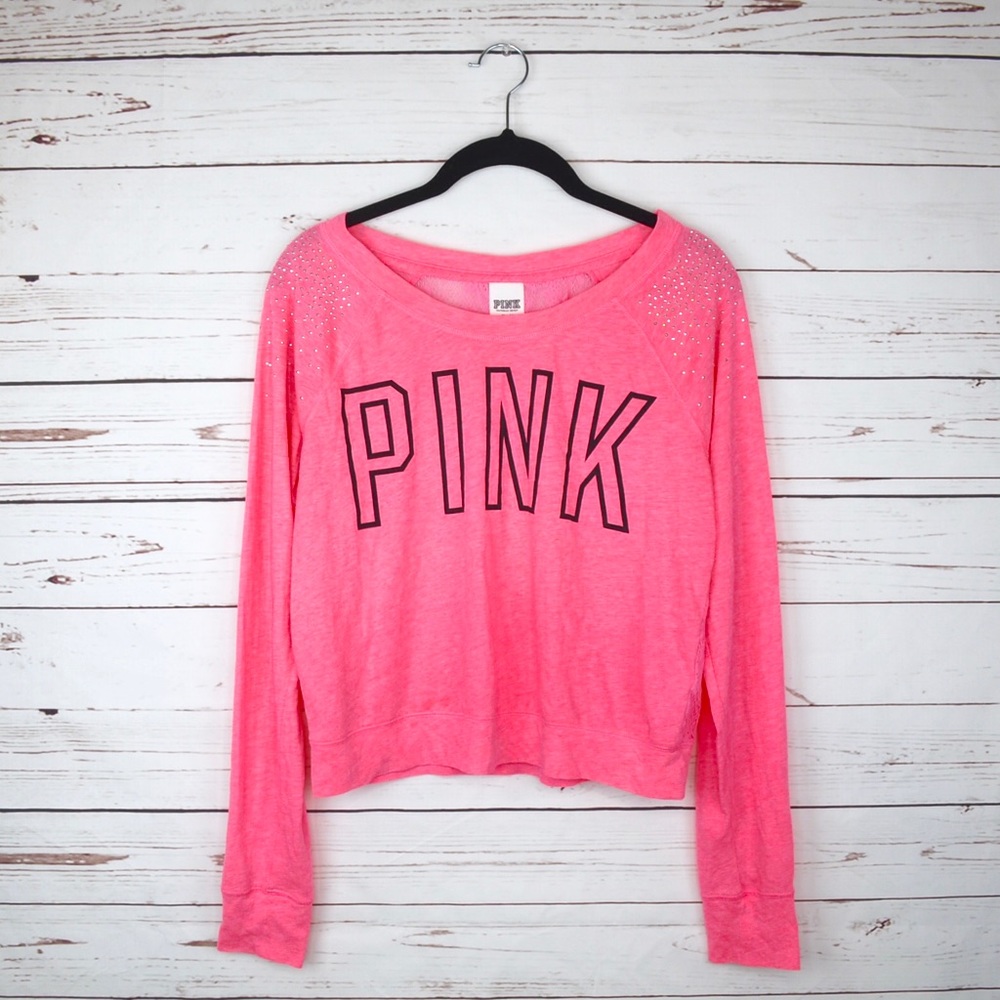 VS PINK Lace Back Long Sleeve Shirt