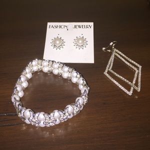 Pearl and Rhine stone costume jewelry