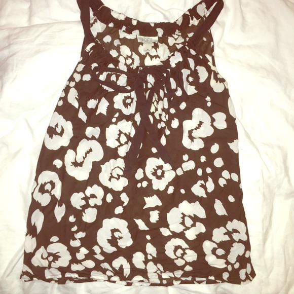 Ann Taylor loft cotton top. brown/white sz M