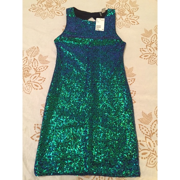 H&M Aqua Sequined Dress.