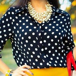 Polkadots long sleeve blouse