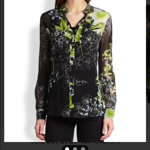 BCBG 'Loora' Sheer Blouse- Black