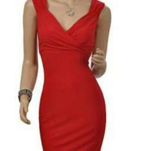 Sexy Ladies V Neck Sleeveless Elegant Bodycon Dres