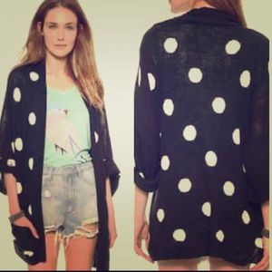 Black and white police dot cardigan