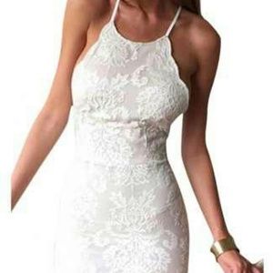 White Halter Embroidered Backless Sexy Chic Ladies