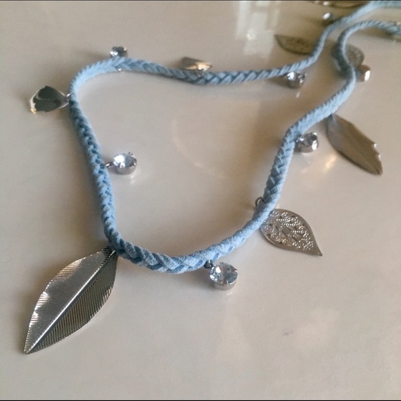 Light Blue Suede Material Dual Necklace/ Bracelet