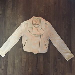 Cropped Linen Moto Jacket