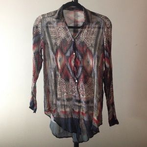 Zara Tops - Zara Boho Printed Chiffon Shirt Zara Tops - Zara Boho Printed Chiffon Shirt