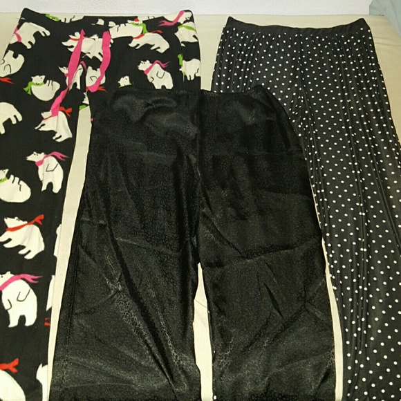 3 Black pajama bottoms