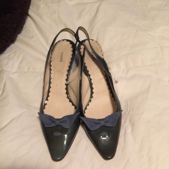 Marc Jacobs patent leather green bowtie slingback