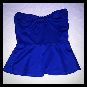 Royal blue peplum tube top