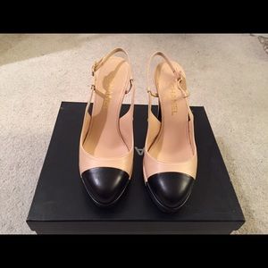 Authentic chanel black and beige sling back.