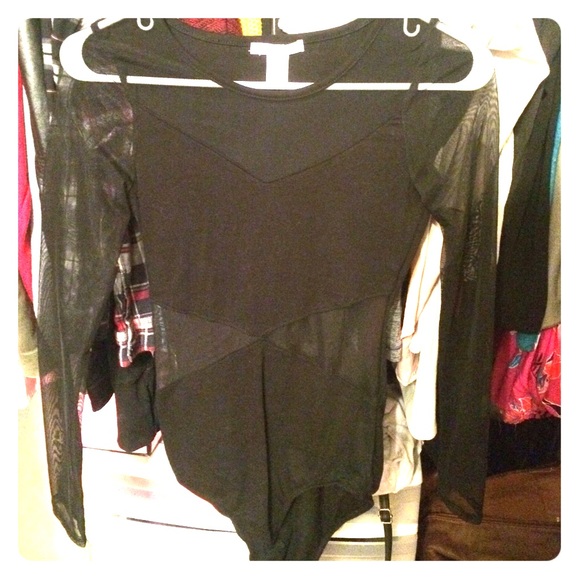 Black laced leotard. Skin tight, super cute