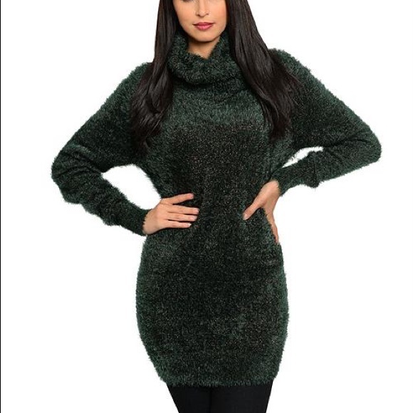 Plush Green Sweater Dress