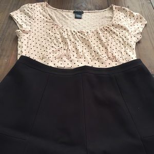 Cream and black polka dot shirt