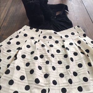 Black and cream polka dot mini skirt