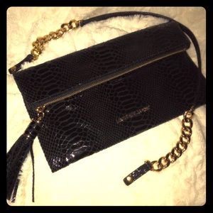 Michael Kors sequin Python black clutch