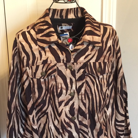 CAROL LITTLE LINEN ANIMAL PRINT JACKET - Picture 1 of 2