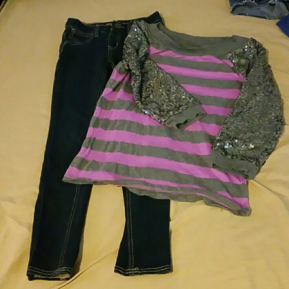Justice Jegging and Justice long sleeve shirt