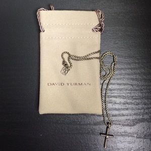 David Yurman cross silver diamond necklace