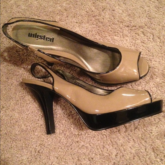 Nude and black platform heals