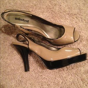 Nude and black platform heals