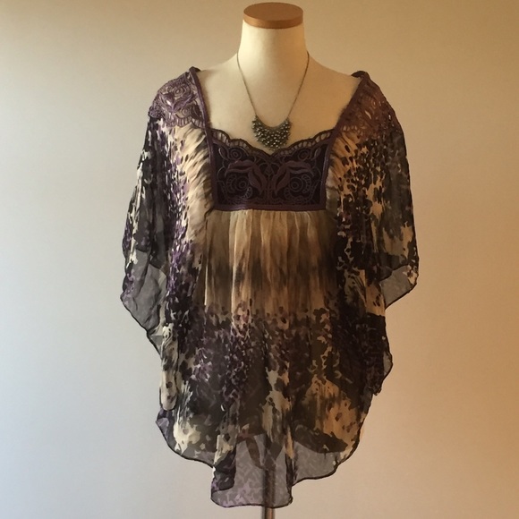 Printed Sheer Poncho