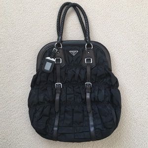 Prada black Tessuto Gaufre frame bag