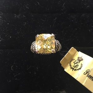 Premier Designs yellow CZ stainless steel ring