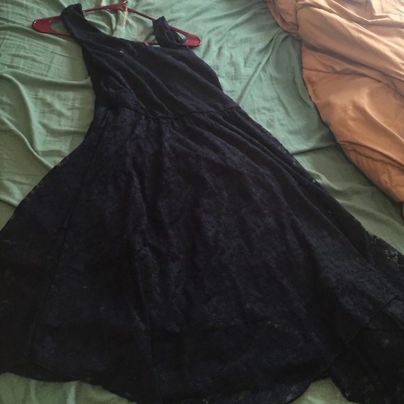 Short navy blue frilly dress