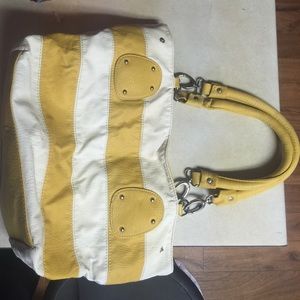 Large white and yellow purse