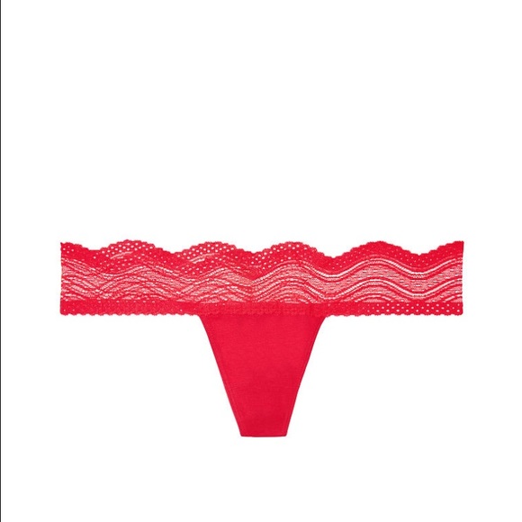 Red VS pink wavy lace thong.