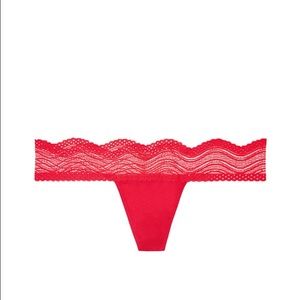 Red VS pink wavy lace thong.