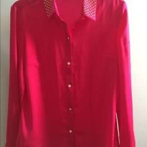 Hot pink button-down blouse