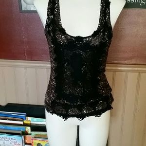Sexy leopard tank with black lace detailing...
