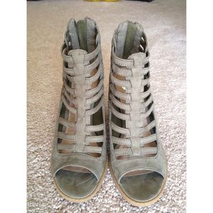 Caged heeled booties