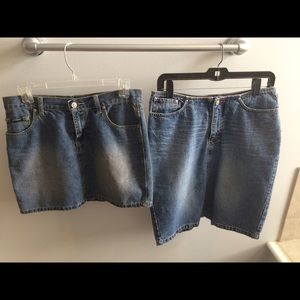 TWO!!!! Blue jean skirts