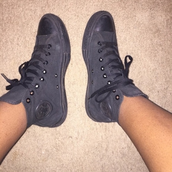 All Black high top converse