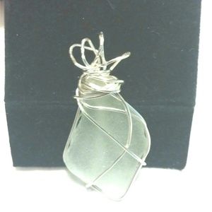 Sea glass wire wrapped pendant