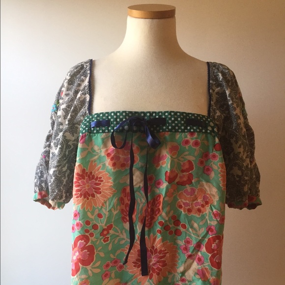 Anthropologie Printed Silk Top