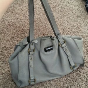 Gray leather purse
