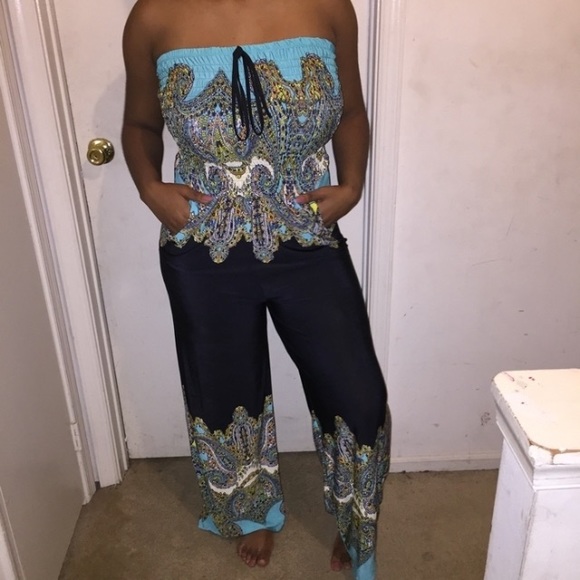 Paisley sleeveless jumpsuit